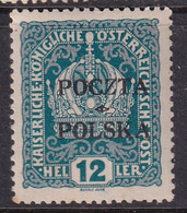 POLAND 1919 Krakow Fi 34 B1 Mint Hinged Signed Petriuk I-14 Thinned Z - Unused Stamps