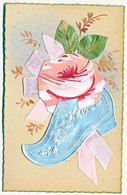 CPA 9 X 14 Fantaisies (8) Collage Découpis  Sabot En Carton Argenté Ruban Tissus Rose Fleur - Sonstige