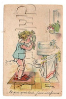 Levasseur Roger (Illustrateur) : GP D'une Fillette à Sa Toilette Env 1942 (animé)  PF. - Levasseur, Roger