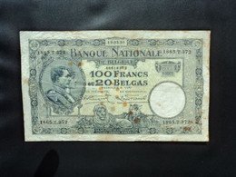 BELGIQUE * : 100 FRANCS = 20 BELGAS    19-03-1930    COB 59 ** / P 102     TTB  *** - 100 Francos & 100 Francos-20 Belgas