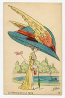 Illustrateur Signé Vindier. Femme Woman. Mode. Fashion  "  Grand Chapeau Avec Plumes D'oiseaux .Hat.  " - Andere Illustrators