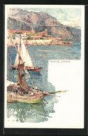 Künstler-AK Manuel Wielandt: Monte-Carlo, Stadt Im Sonnenschein Und Fischerboote - Wielandt, Manuel