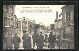AK Sens, Inondation De Janvier 1910, L`Avenue De La Gare, Hochwasser - Inondations