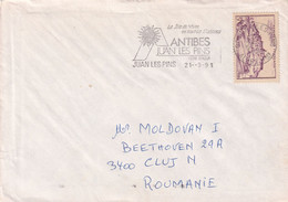 A9403- LETTER FROM ANTIBES LES PINS 1991 REPUBLIK FRANCAISE USED STAMPS ON COVER SENT TO CLUJ NAPOCA  ROMANIA - Lettres & Documents