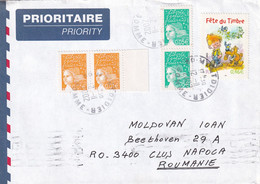 A9405- LETTER FROM MONTDIDIER 2002 REPUBLIK FRANCAISE USED STAMPS ON COVER PRIORITY SENT TO CLUJ NAPOCA  ROMANIA - Lettres & Documents