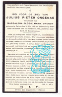 DP Julius Pieter Ongenae Ongena ° Deinze 1880 † 1935 X Magdalena Dhondt - Devotion Images