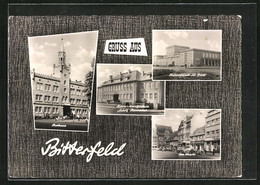 AK Bitterfeld, Betriebsberufsschule Adolf Hennecke, Rathaus, Kulturpalast W. Pieck - Bitterfeld