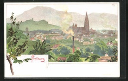 Künstler-AK Heinrich Kley: Freiburg, Panorama Mit Münster - Kley