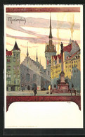 Künstler-AK Heinrich Kley: München, Marienplatz In Der Dämmerung - Kley