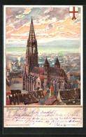 Künstler-AK Heinrich Kley: Freiburg, Kirche Und Stadtwappen - Kley