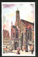 Künstler-AK Heinrich Kley: Nürnberg, Fussgänger Vor Der Frauenkirche - Kley