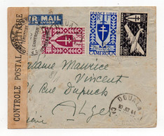 !!! CAMEROUN, LETTRE PAR AVION DE DOUALA POUR ALGER DE 1944, CENSURE CAMEROUNAISE - Covers & Documents