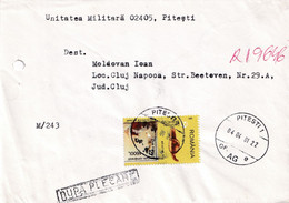 A9427-  LETTER FROM PITESTI 2001 ROMANIA USED STAMPS ON COVER ROMANIAN POSTAGE SENT TO CLUJ NAPOCA - Cartas & Documentos