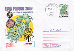 A9457- PHYLATELIC EXHIBITION FOREST MONTH 2002 JUGLANS NIGRA,2002 ROMANIA ROMANIAN POSTAGE STAMP COVER STATIONERY - Trees