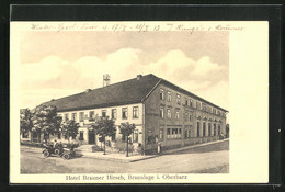 Künstler-AK Braunlage I. Oberharz, Hotel Brauner Hirsch Und Auto - Oberharz