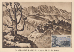 Carte  Maximum  1er  Jour   ALGERIE   Grande  Kabylie    TIZI - OUZOU    1955 - Maximum Cards