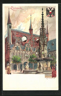 Künstler-AK Heinrich Kley: Lübeck, Ortspartie Mit Brunnen - Kley