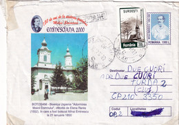 A9510-PHYLATELIC EXPO EMINESCIANA 2000, CHURCH BOTOSANI, PITESTI 1999 COVER STATIONERY ROMANIA USED STAMP - Exposiciones Filatélicas