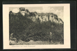 AK Hessisch Oldendorf, Wanderer Vor Dem Hohenstein - Hessisch-Oldendorf