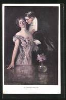 Künstler-AK Clarence F. Underwood: Blumensprache, Liebespaar In Romantischer Pose Am Tisch Stehend - Underwood, Clarence F.