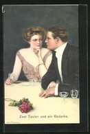 Künstler-AK Clarence F. Underwood: Zwei Seelen Und Ein Gedanke, Liebespaar Am Tisch Sitzend - Underwood, Clarence F.