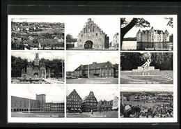 AK Flensburg, Marienschule Mit Freitreppe, Reichsbahnhof, Schloss Glücksburg - Glücksburg