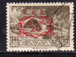 DODECANESO DODECANESE 1947 GREECE OVERPRINTED SOPRASTAMPATO GRECIA 20d SU 500d USATO USED OBLITERE' - Dodecaneso