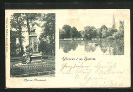 AK Eutin, Weber-Denkmal Und Blick Auf Kirche Vom See Aus - Eutin