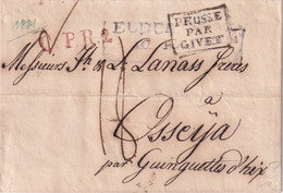 ALLEMAGNE LETTRE DE ELBERFELD CACHET ENTREE PRUSS PAR GIVET - Entry Postmarks