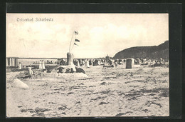 AK Scharbeutz, Strandburgen Mit Körben Und Touristen - Scharbeutz