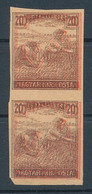 1916. Harvester-Parliament 20f Pair - Test Print - Varietà & Curiosità