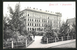 AK Greiz I. V., Vorderseite Der Bürgerschule - Greiz