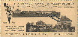 Deerlijk - Publiciteitskaart A. Deknudt-Adins Fabriek Van Fotokaders (   15 X 7 Cm ) - Deerlijk