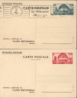 CP Entier X2 Mémorial Australien De Villers Bretonneux Storch P2a Rouge Neuf Et P1c Vert CAD 22 JUIL 38 - Cartes Postales Types Et TSC (avant 1995)