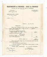 JCR , Facture ,ELECTRICITE DE FRANCE , GAZ DE FRANCE , Angers ,1957 , 2 Scans - 1950 - ...