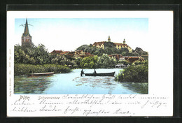 AK Plön, Blick Auf Den Schwanensee Mit Kirchturm, Goldene Fenster - Ploen