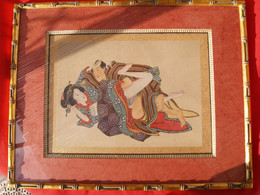 CURIOSA *ancienne Peinture Sur Soie érotique Japon - Art Asiatique