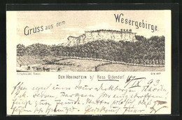 Vorläufer-Lithographie Hessisch Oldendorf, 1893, Der Hohenstein Im Wesergebirge - Hessisch-Oldendorf