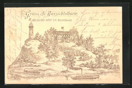 Lithographie Königs Wusterhausen, Gasthaus Wilhelms-Höhe Mit Dampfer - Wusterhausen