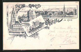 Lithographie Eltville, Burg, Totalansicht - Eltville