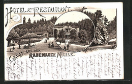 Vorläufer-Lithographie Rabenau, 1891, Gasthaus Rabenauer Mühle Und Bastei - Rabenau