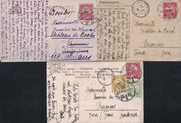 HONGRIE - 3 CARTES POSTALES POUR LA FRANCE ENTRE 1906 ET 1909 - DONT 1 AFFRANCHISSEMENT TRICOLORE. - Storia Postale