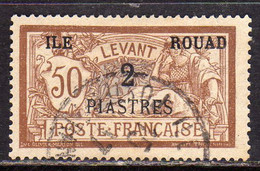 FRENCH LEVANT FRANCAISE LEVANTE FRANCESE ROUAD 1916 VARIETY NO BACKGROUND COLOUR 2pi On 50c USATO USED OBLITERE' - Oblitérés