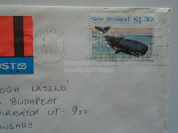 E0244  New Zealand  Airmail  Cover  - Cancel  1988  Stamp  Whale   Sent To Hungary - Briefe U. Dokumente