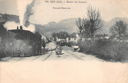 01 - Gex - Route De Genève - Gros Plan Sur Le Train à Vapeur à L'arrêt - Magnifique Animation - Gex
