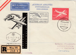ÖSTERREICH1958 - AUA Eröffnungsflug Nr:1 - Wien London - First Flight Covers