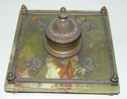 BEL ENCRIER BRONZE ET ONYX STYLE EMPIRE XIX COLLECTION BUREAU INKWELL COLLECTION DECO VITRINE - Calamai