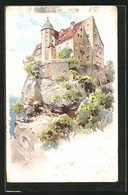 Künstler-AK Hohnstein / Sächs. Schweiz, Schloss Hohnstein - Hohnstein (Sächs. Schweiz)