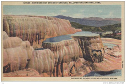 YELLOWSTONE National Park - Mammoth Hot Springs Terraces, Linen Pc, 30 - 40s - Yellowstone