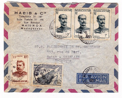 Lettre 1957 Madagascar Habib & Cie Majunga Général Galliéni Faïencerie De Saint Ghislain Belgique - Storia Postale